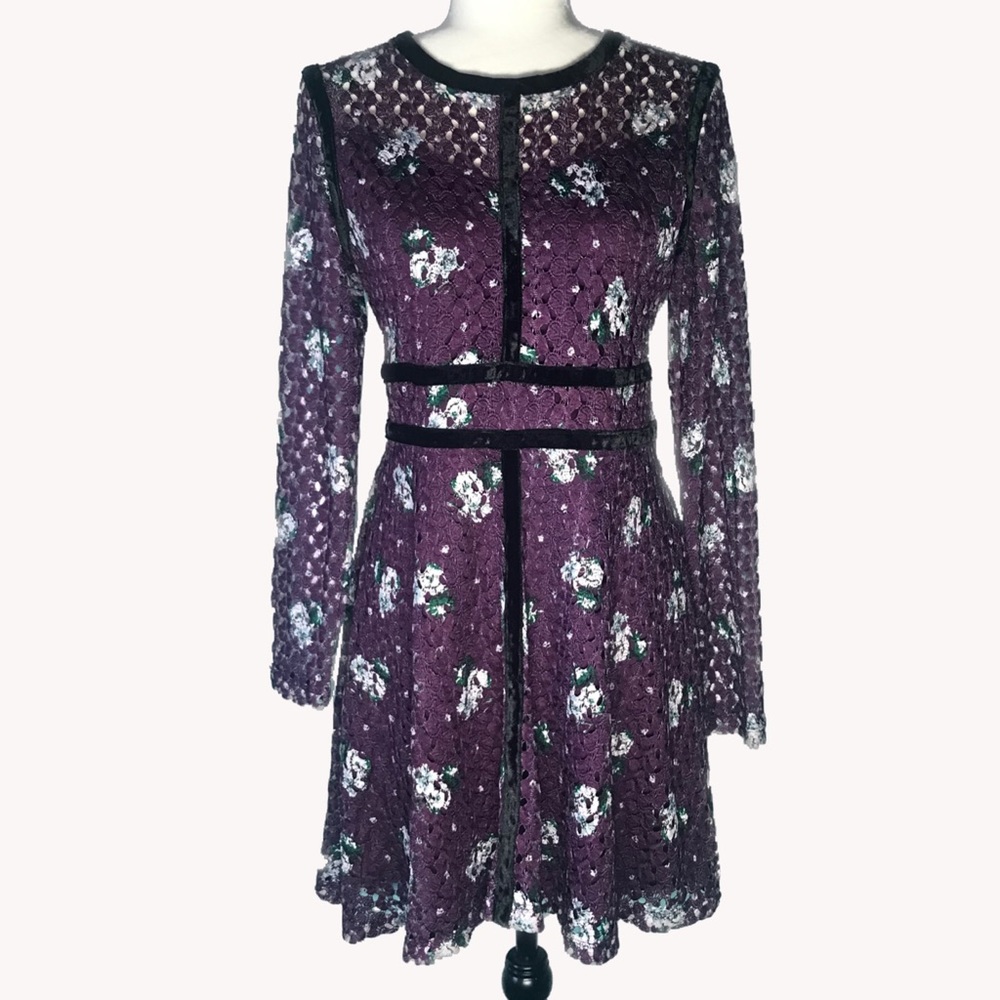 Xhilaration Purple Lace Floral Cocktail Dress - S